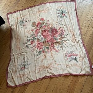 Floral Cream and Pink silk scarf by Laura Ashley